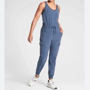 Athleta - Dusty blue cargo jogger jumpsuit, XS